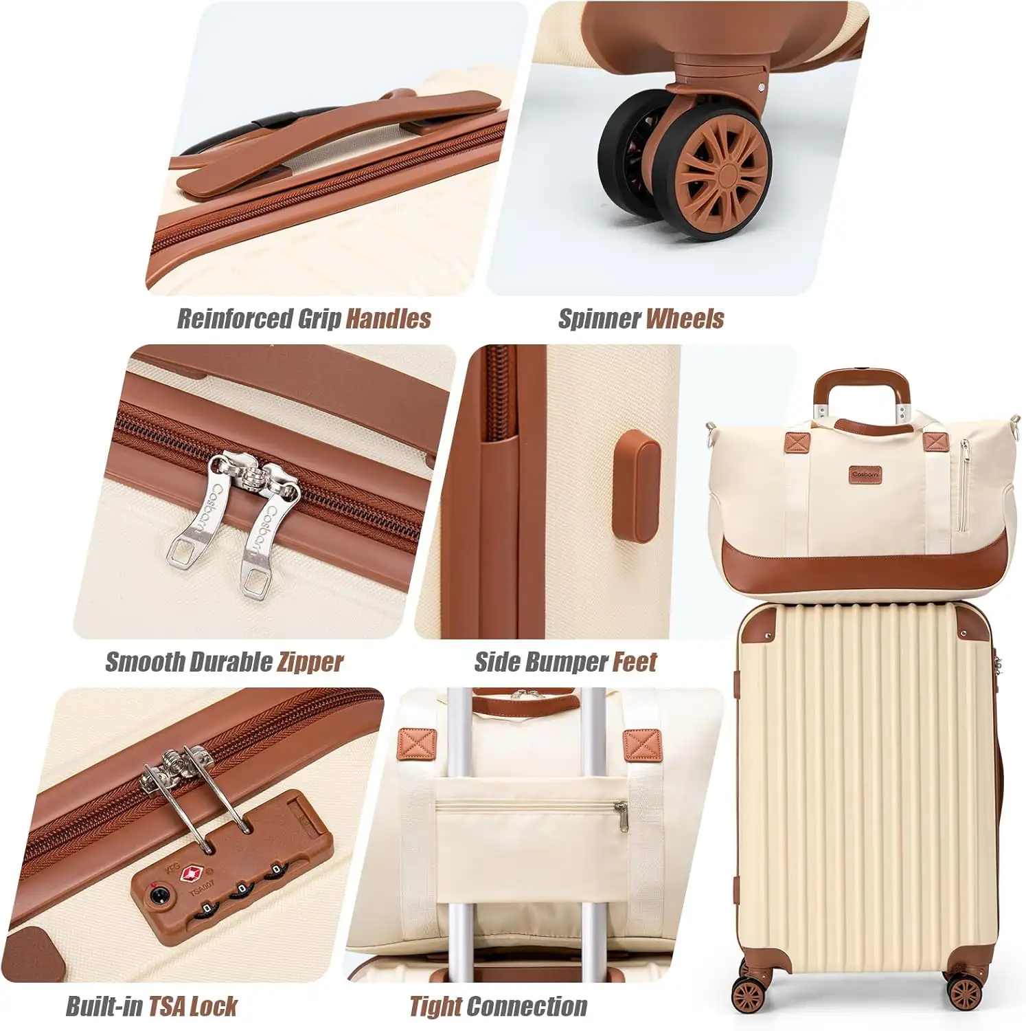 Cosbarn Luggage Sets 5 Piece Suitcases with Wheels, Suitcase Set ABS Hard Case_ - 71PivwgeKLL._AC_SL1500_